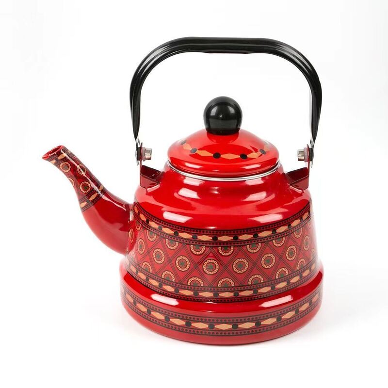 No 305 Porcelain Enamel Teapot Custom Decal Printing Metal Steel Teapot Water Pot Butter Pot