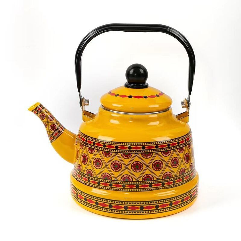 No 305 Porcelain Enamel Teapot Custom Decal Printing Metal Steel Teapot Water Pot Butter Pot