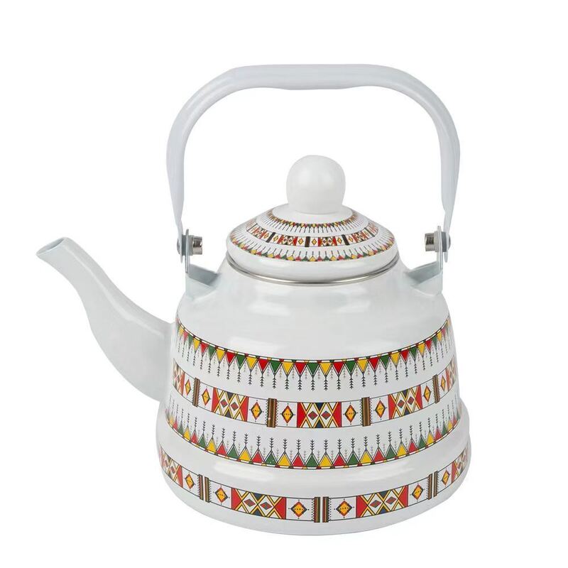 No 305 Porcelain Enamel Teapot Custom Decal Printing Metal Steel Teapot Water Pot Butter Pot
