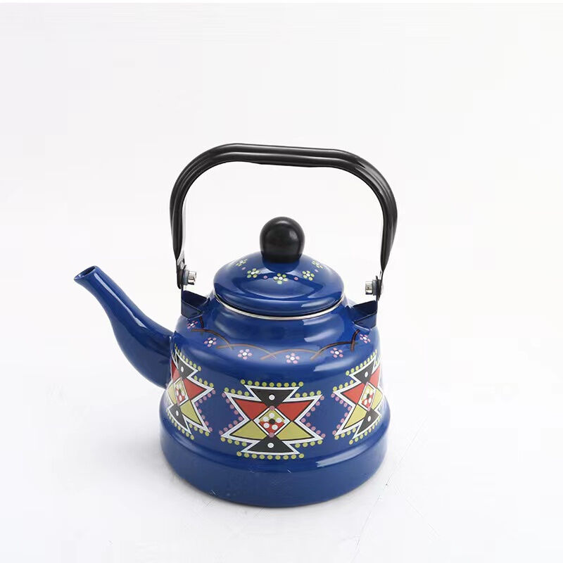 No 305 Porcelain Enamel Teapot Custom Decal Printing Metal Steel Teapot Water Pot Butter Pot
