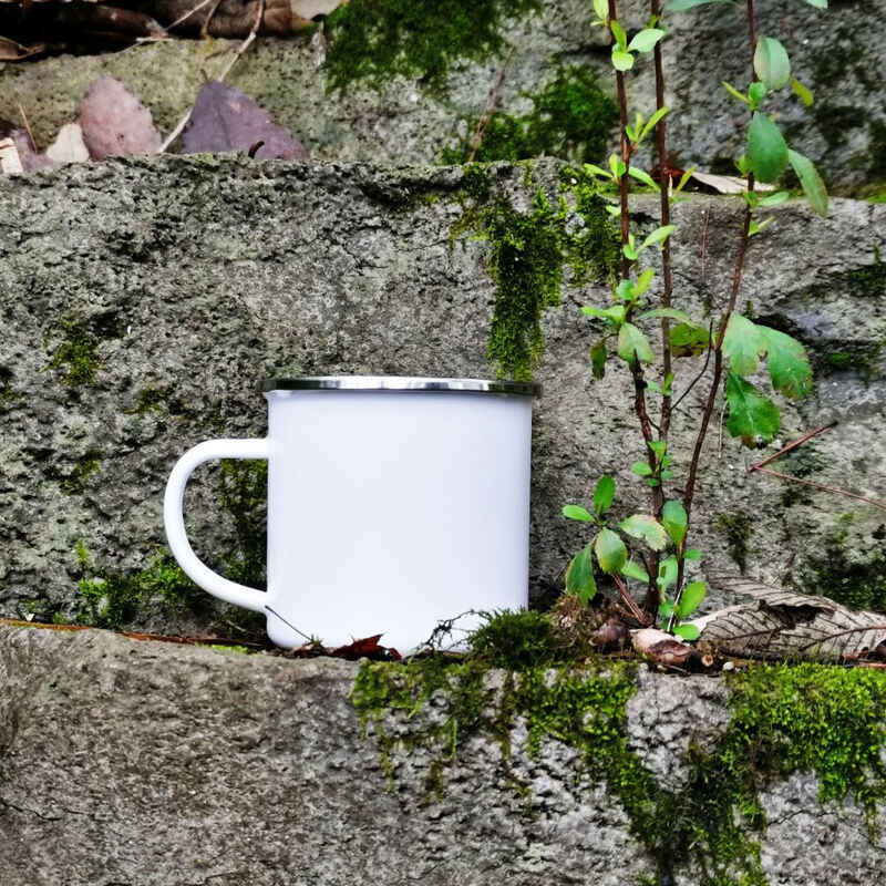 250ml 350ml 500ml 750ml 1250ml Enamel Coating Custom Logo Printing Metal Steel Coffee Tea Mugs Multi Capacity