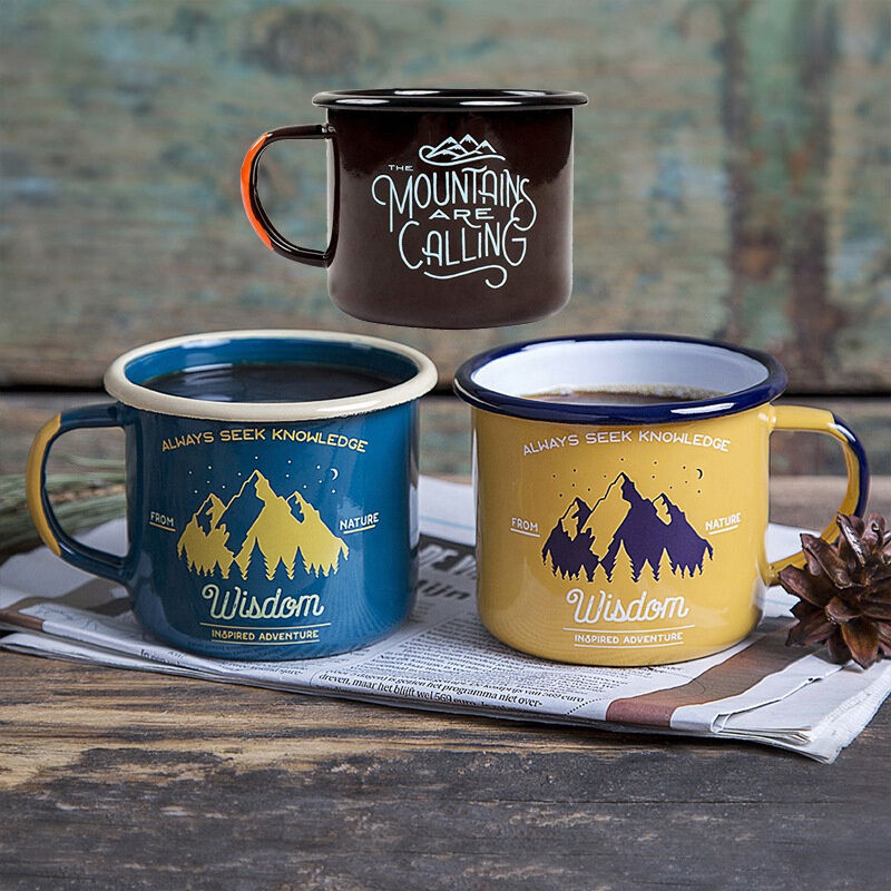 Classical Style Enamel Mug Daily Custom Color Decal Coffee Tea Mug Lightweight Camping Mugs