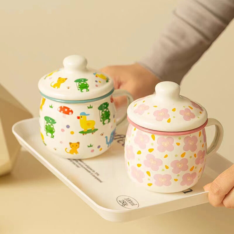 8x8cm Rim 304 Stainless Steel Rolled Edge Rim Christmas Gift Set Belly Mug Set Enamel Coffee Tea Camping Travel Beer Mugs Lid