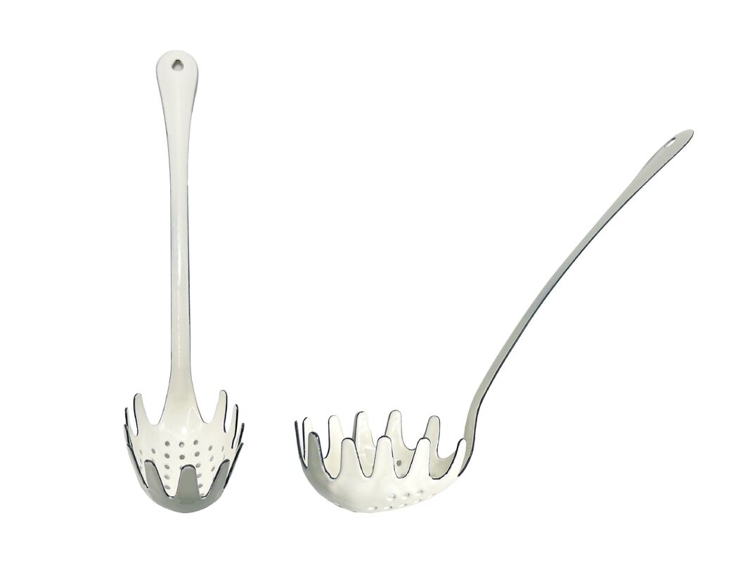 Customized Color Enamel Soup Ladle 12.2 Inch Enamel Steel Cooking Spoons OEM