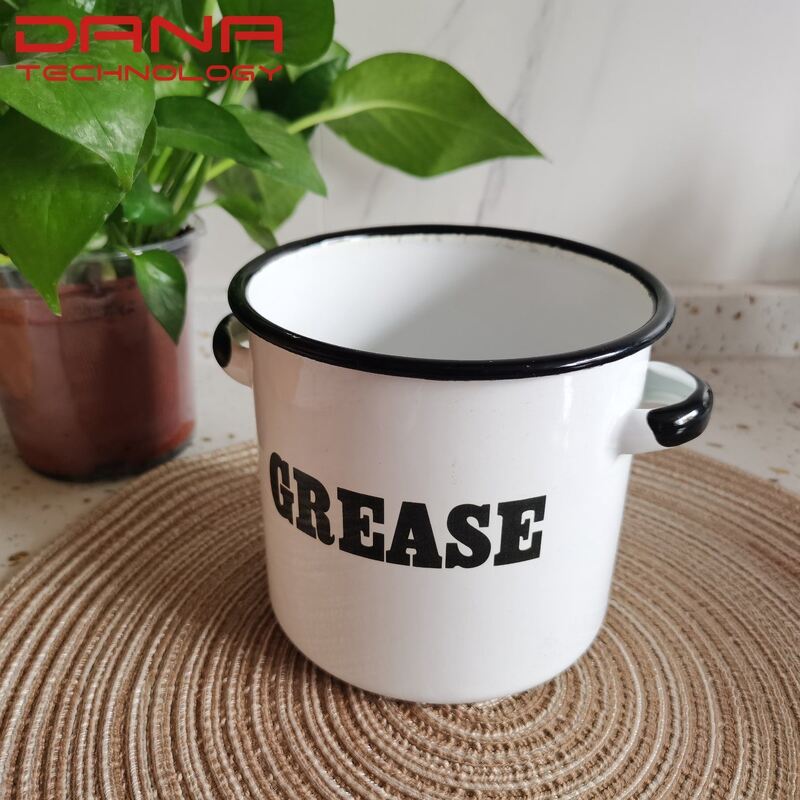 Customization Carbon Steel Food Grade Grease Container Enamel Bacon Container Oil Storage Container with Leak Proof Lid