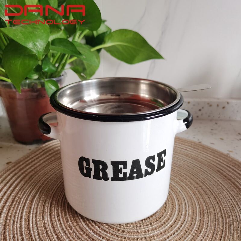 Customization Carbon Steel Food Grade Grease Container Enamel Bacon Container Oil Storage Container with Leak Proof Lid