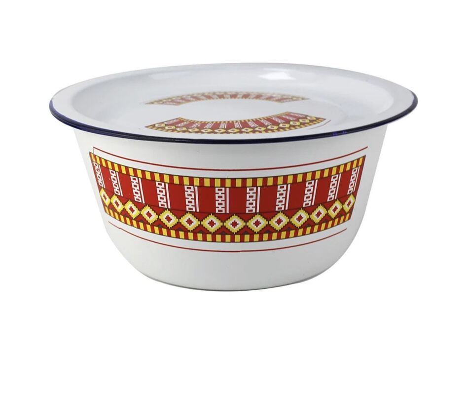 Kitchen Round Enamel Soup Bowl Finger Bowl With Lid Dia 10 12 14 16 18cm Heat Resistant