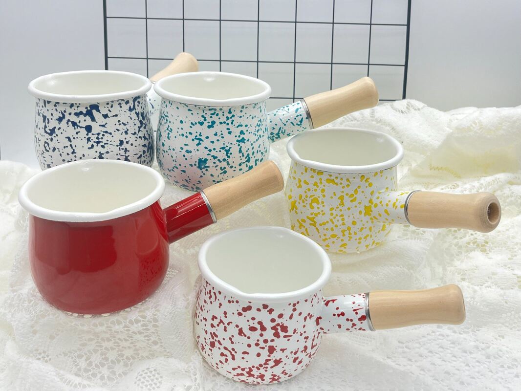 Daily Single Handle Cooking Food Soup Pot Mini Enamel Saucepans Production 30 Days Lightweight Kitchen Cookware