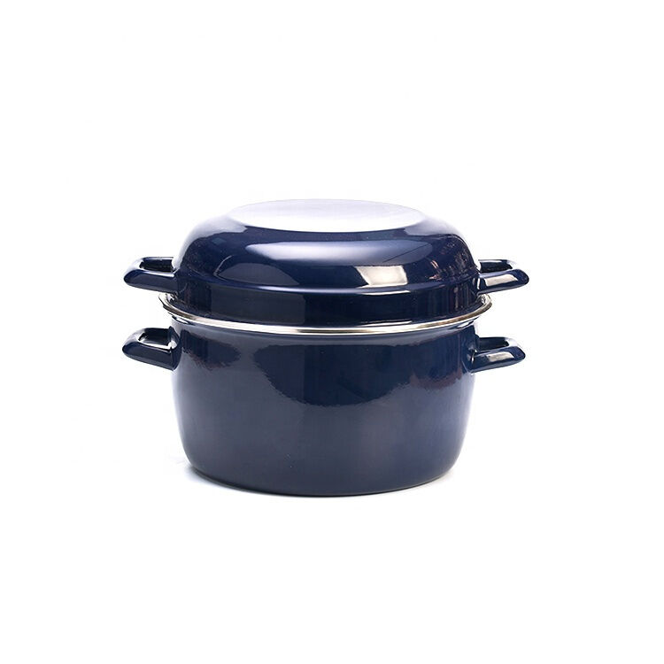 Dia203026cm Enamel Coating Steel Mussels Pot Deep Pot Suitable for Professional Seafood Cooking