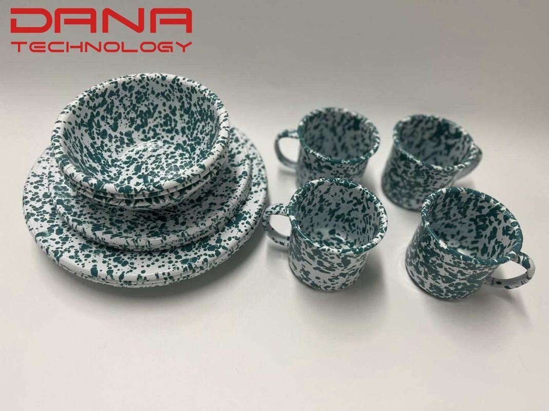Sustainable Customized Decal Mixing Color Enamel Mug Bowl Pot Sets Suitable Option for Outdoor Camping Middle East Style