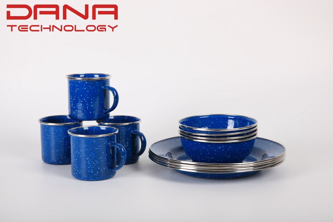 Sustainable Customized Decal Mixing Color Enamel Mug Bowl Pot Sets Suitable Option for Outdoor Camping Middle East Style