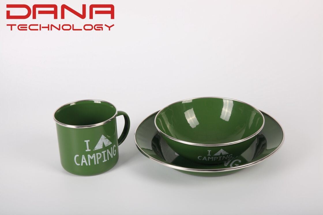 Sustainable Customized Decal Mixing Color Enamel Mug Bowl Pot Sets Suitable Option for Outdoor Camping Middle East Style