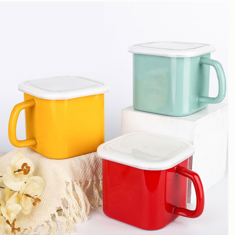 Enamel Rolled Edge Rim Multifunctional Metal Cooking Pot Noodle Soup Pot with Lid Durable Construction