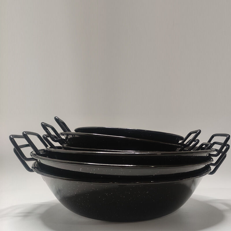 Enamel Coating Double Handles Paella Pan 20 22 24 26 30 32 34 36 38 40 Inch Home Hotel Kitchen