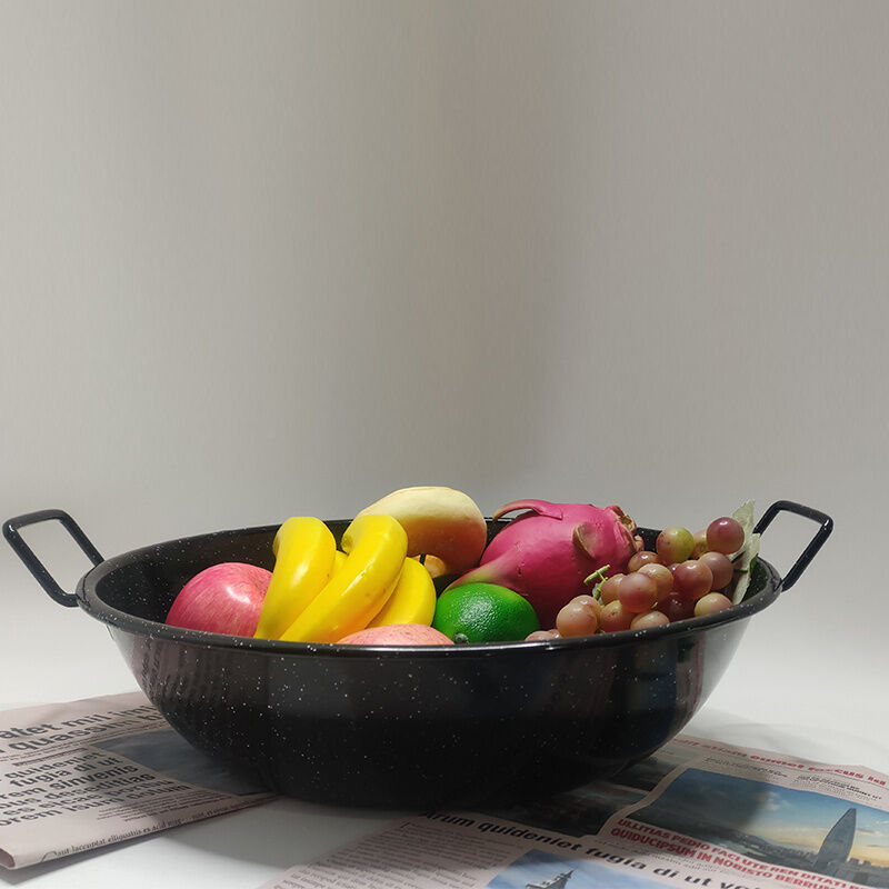 Enamel Coating Double Handles Paella Pan 20 22 24 26 30 32 34 36 38 40 Inch Home Hotel Kitchen