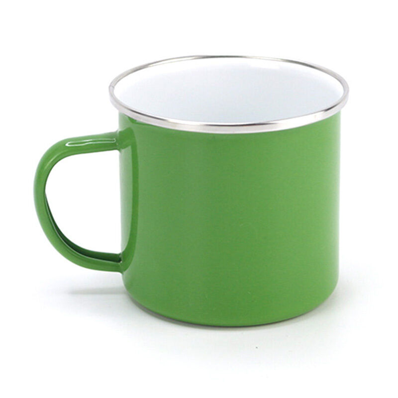 304 Stainless Steel Rolled Edge Rim Enamel Metal Coffee Mug Custom Logo Porcelain Tea Cup 11oz 15oz Production 30 Days