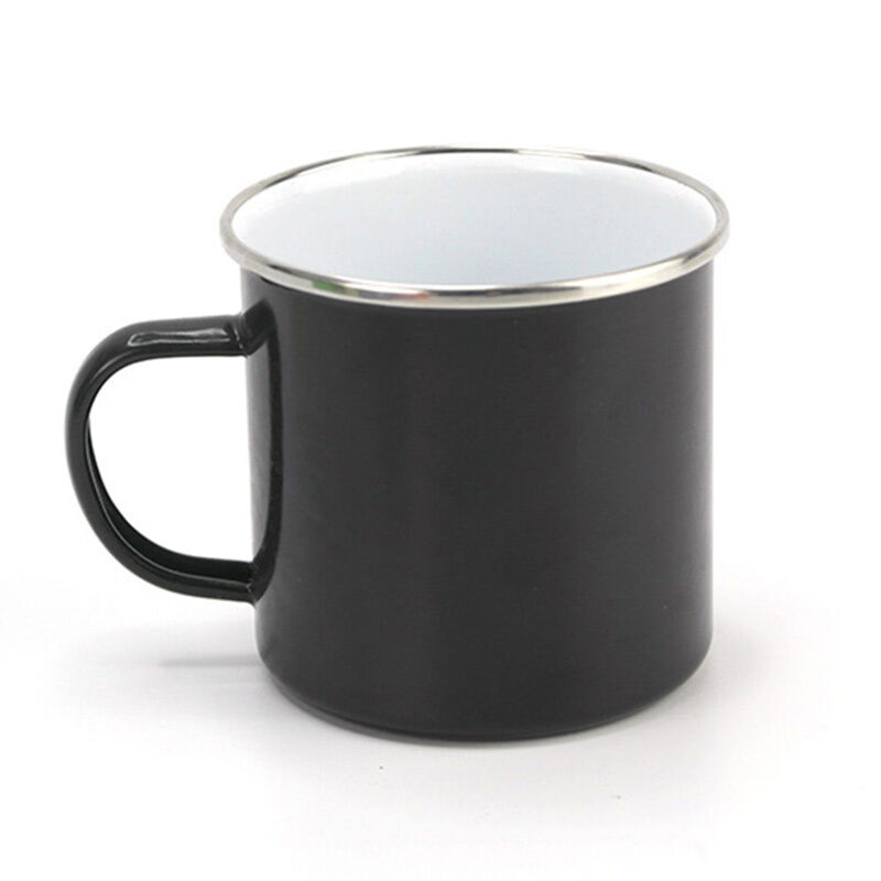 304 Stainless Steel Rolled Edge Rim Enamel Metal Coffee Mug Custom Logo Porcelain Tea Cup 11oz 15oz Production 30 Days