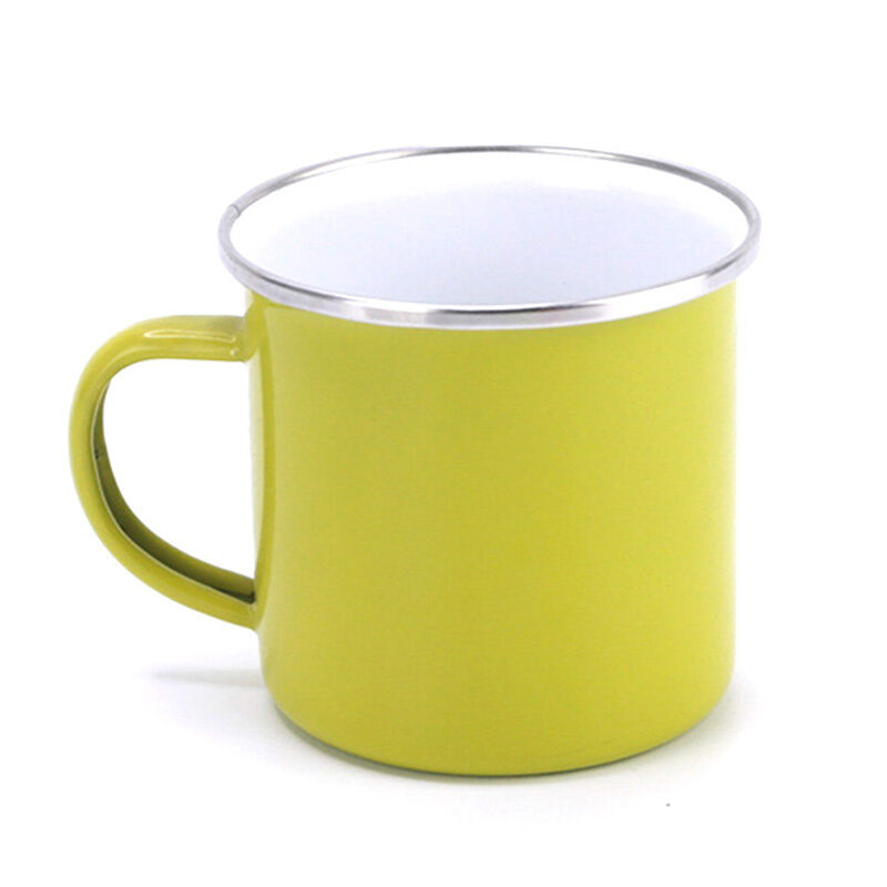 304 Stainless Steel Rolled Edge Rim Enamel Metal Coffee Mug Custom Logo Porcelain Tea Cup 11oz 15oz Production 30 Days