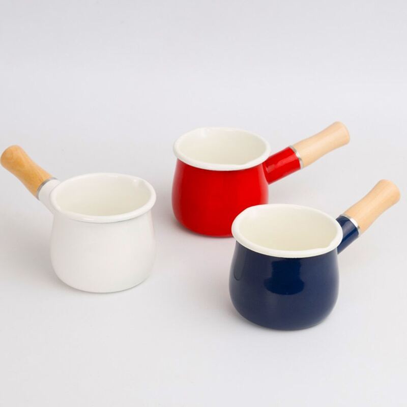Handmade Small Enamel Saucepan Fry Pan Casserole Sets 550ml Capacity For Various Cooking