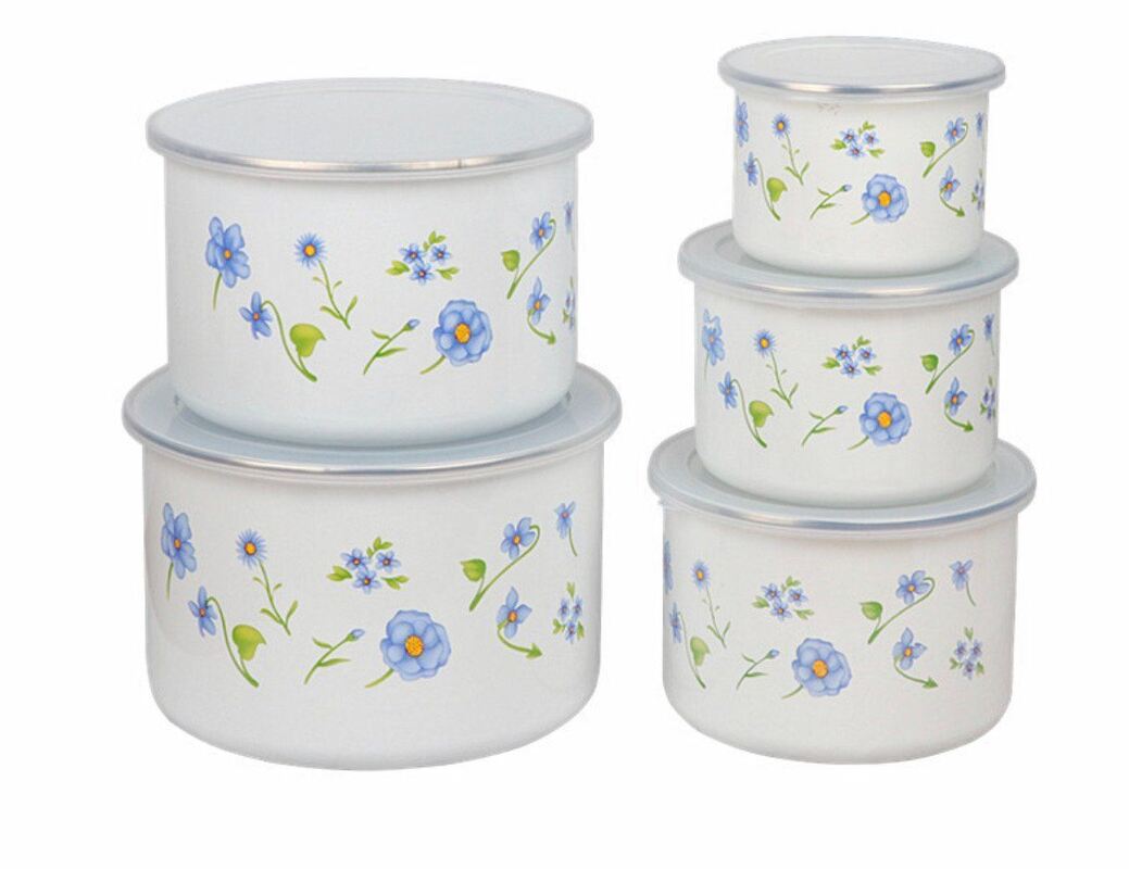 Daily Using Enamel Container Set Enamel Mixing Bowl Multipurpose Tableware Food Storage