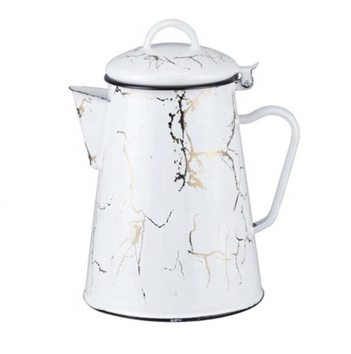 Customized Color 1.2L Enamel Hand Pot Coffee Enamel Teapot Enamel Water Kettle Sports Theme Lightweight Portable