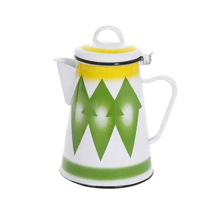 Customized Color 1.2L Enamel Hand Pot Coffee Enamel Teapot Enamel Water Kettle Sports Theme Lightweight Portable