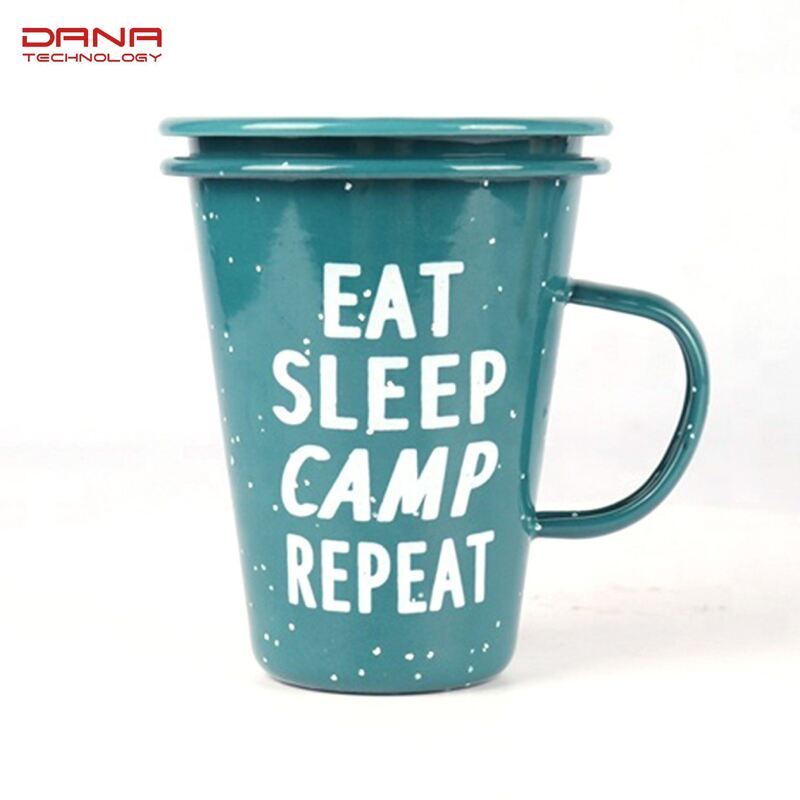 Handmade Multi Size Enamel Mugs Tumbler Customize Logo with Handle 304 Stainless Steel Rolled Edge Rim Included