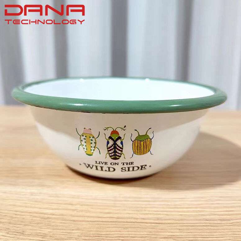 Division Plate Eco Friendly Enamel Tableware Metal Sets Enamel Mugs Bowls Plates Sets With Cartoon Patterns