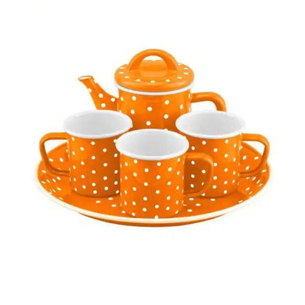 Carbon Steel 800ml Enamel Teapot Vintage Antique Enamel Kettle Tea Set Sample 7 to 10 Days Delivery