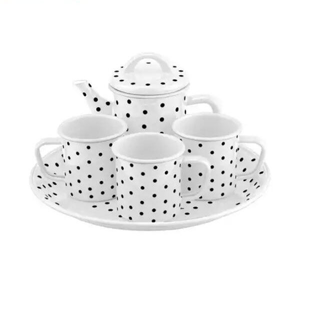 Carbon Steel 800ml Enamel Teapot Vintage Antique Enamel Kettle Tea Set Sample 7 to 10 Days Delivery