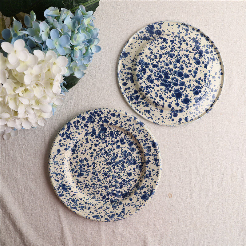 Splash Ink Style Enamel Food Service Dish Plate 18cm 20cm 22cm 24cm 27cm Custom Color