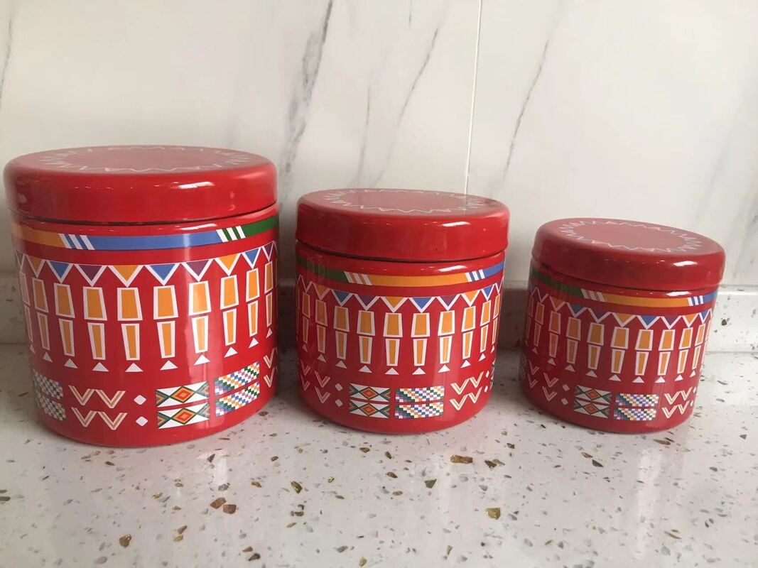 Customized Color Enamel Metal Food Storage Pot Keeper Catcher 450ml 750ml 1100ml