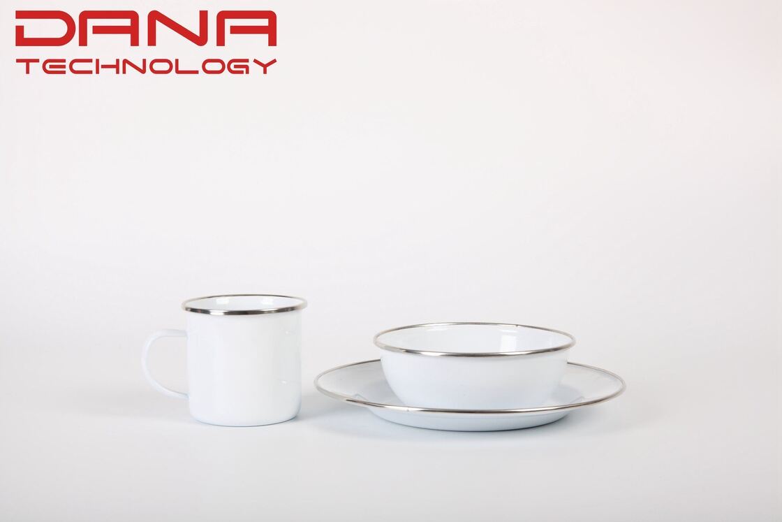 Outdoor Traveling Classic Decal Enamel Tableware Carbon Steel Mugs Bowls Plate EU FDA