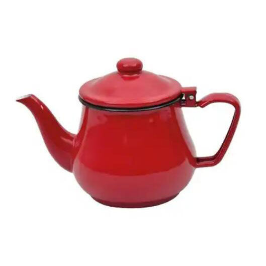 Thickness 0.8mm Enamel Coffee Teapot 800ml Round Shape Tea Pot with High Temperature Logo Printing Technique