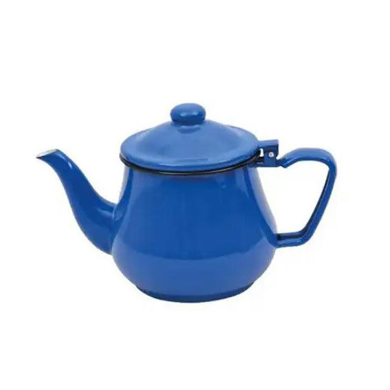 Thickness 0.8mm Enamel Coffee Teapot 800ml Round Shape Tea Pot with High Temperature Logo Printing Technique