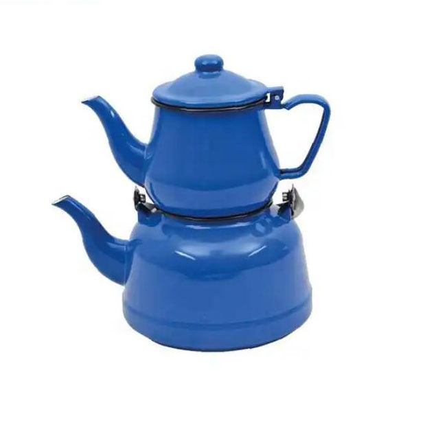 Thickness 0.8mm Enamel Coffee Teapot 800ml Round Shape Tea Pot with High Temperature Logo Printing Technique