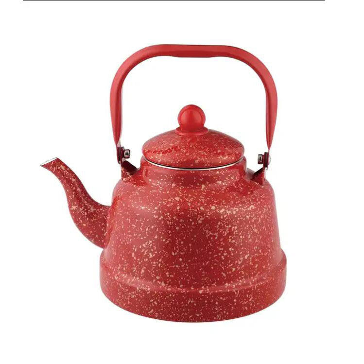 Kitchen Product Enamel Kettle Carbon Steel Material Featuring Flower Theme In 1.1L 1.7L 2.5L Sizes With Decals