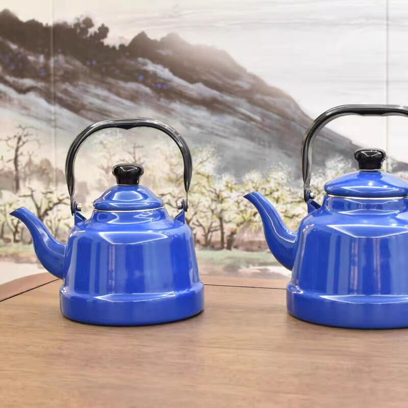Kitchen Product Enamel Kettle Carbon Steel Material Featuring Flower Theme In 1.1L 1.7L 2.5L Sizes With Decals
