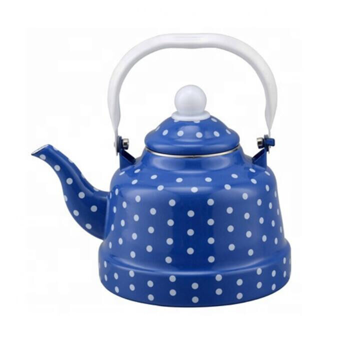 Enamel Sample 7-10 Days Full Decal Teapot Kettle Featuring Stylish Dots Pattern Suitable for Bulk Supply
