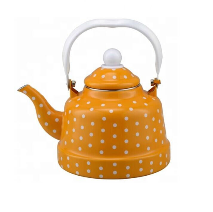 Enamel Sample 7-10 Days Full Decal Teapot Kettle Featuring Stylish Dots Pattern Suitable for Bulk Supply