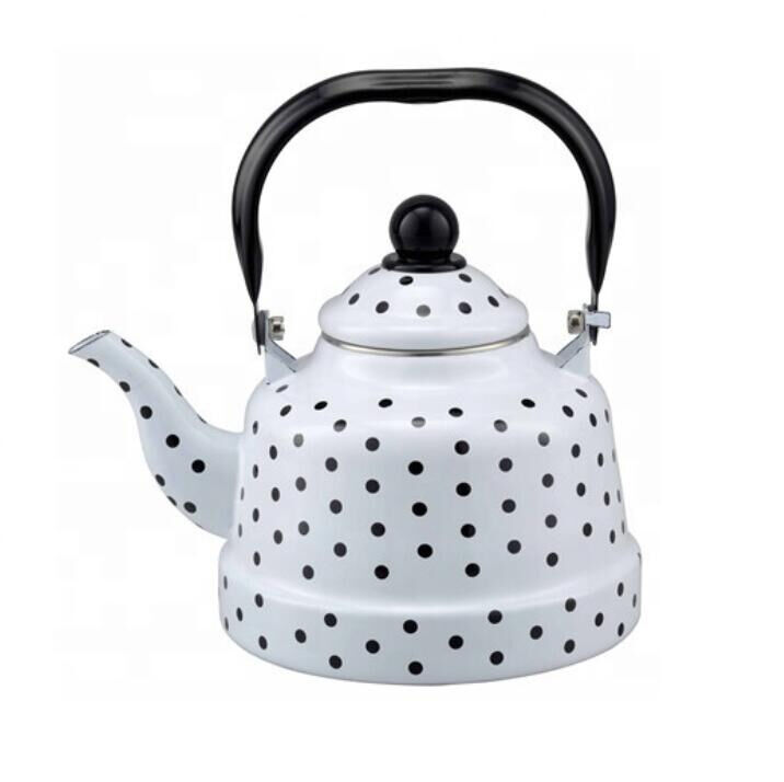 Enamel Sample 7-10 Days Full Decal Teapot Kettle Featuring Stylish Dots Pattern Suitable for Bulk Supply