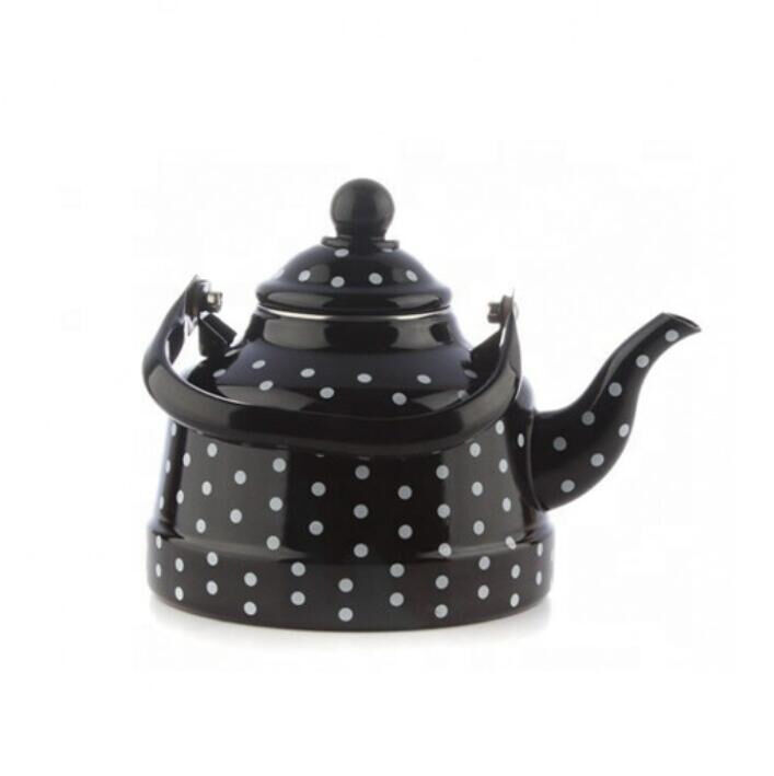 Enamel Sample 7-10 Days Full Decal Teapot Kettle Featuring Stylish Dots Pattern Suitable for Bulk Supply