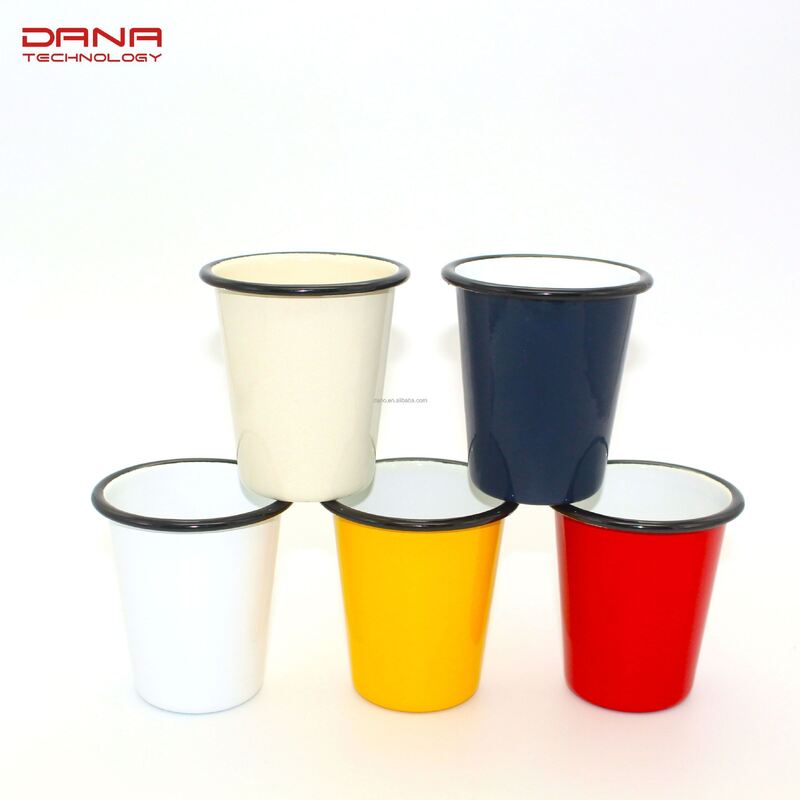 Lightweight Custom Enamel Cups 12 Oz Enamel Tumbler Mug Colorful Rim Custom Logo