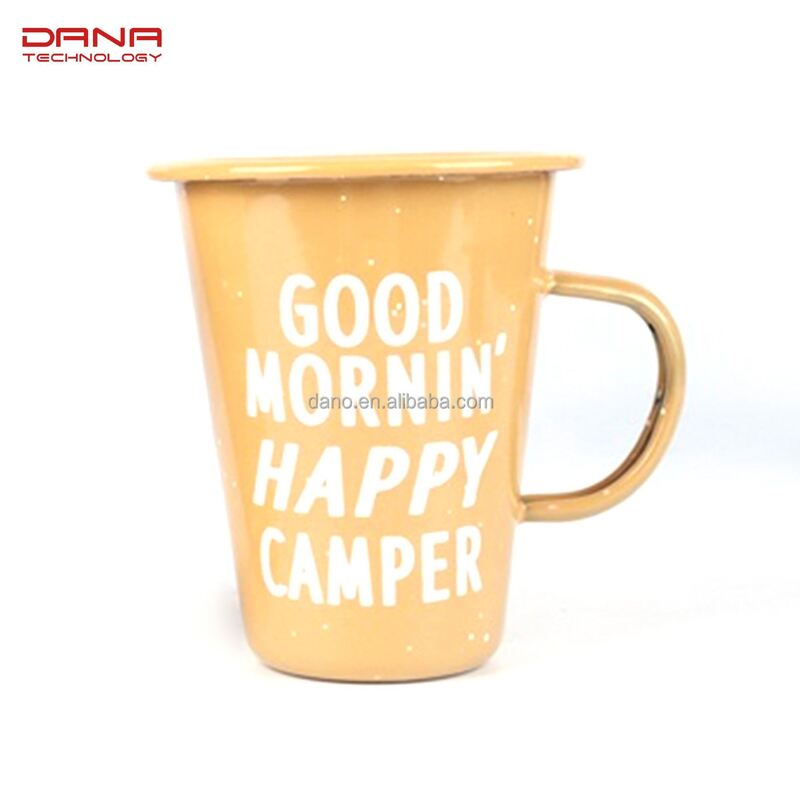 Lightweight Custom Enamel Cups 12 Oz Enamel Tumbler Mug Colorful Rim Custom Logo