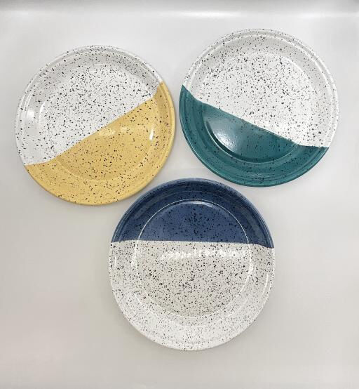 107RX enamel double color mixed metal tableware sets custom decal dinner 80000pieces yearly manufacturing output capacity