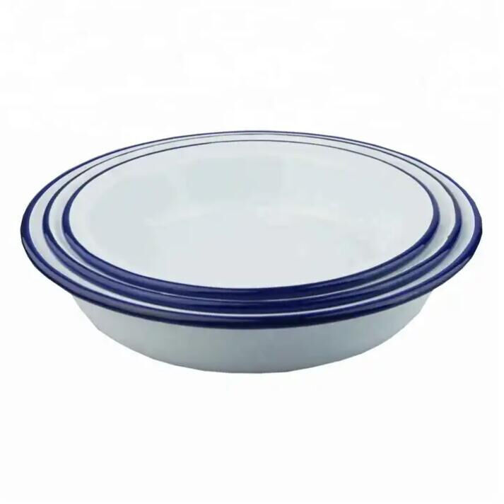 Enamel Carbon Steel White Bowls Plates Sturdy and Elegant for Home Restaurant Table Settings