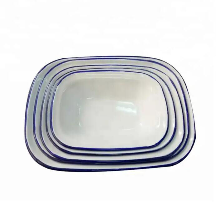 Enamel Carbon Steel White Bowls Plates Sturdy and Elegant for Home Restaurant Table Settings