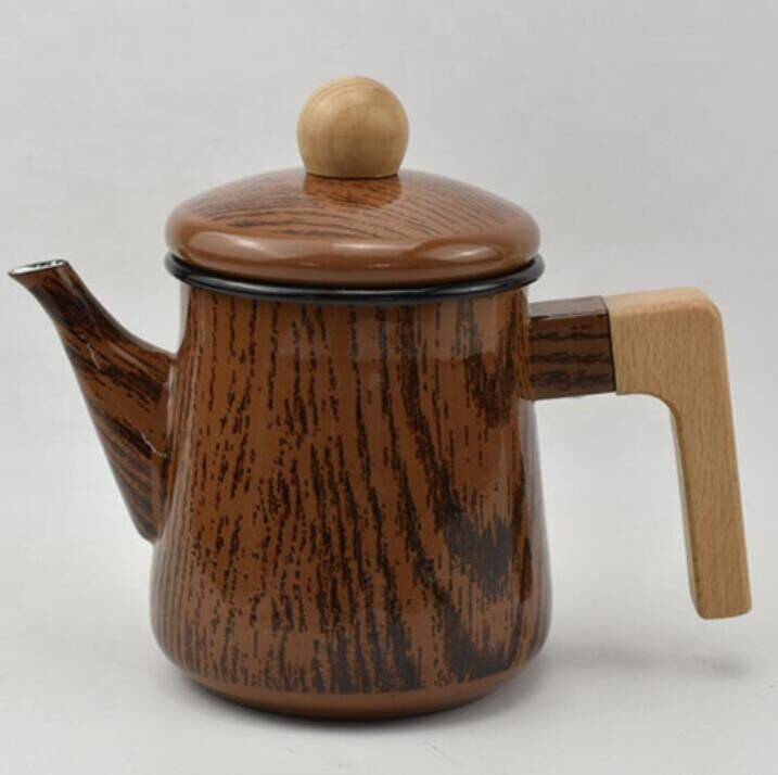 Electric Range 06L Capacity Kitchen Enamel Kettle Tea Pot Wood Handle Wood Lid Eco Friendly Product