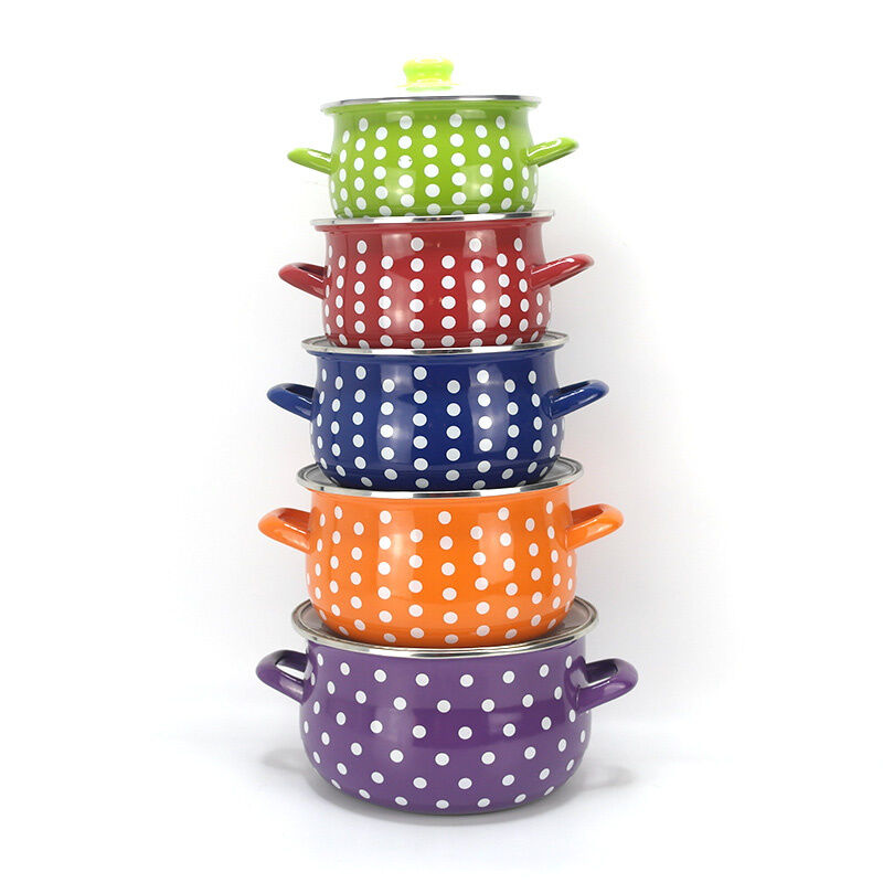 Health Care Enamel Casserole Set Kitchen Cook Enamel Pots And Pans Set With Glass Lid