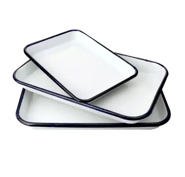 Glossy Shiny Reusable Cast Iron Enamel Food Dish Nordic Design Enamelware Pie Dish